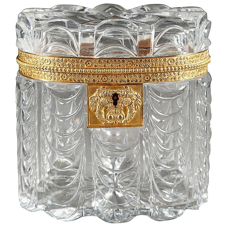 Early 19th Century Cut Crystal Oval Jewelry Box