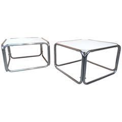 1960s Chrome / White Cube Coffee Tables (only 1 available)
