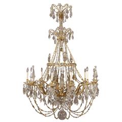 Antique Palatial and Unique Gilt Bronze and Crystal Chandelier, Maison Jansen, France