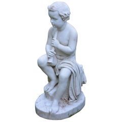 Statue en marbre sculpté d'un jeune par Benjamin Spence