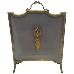 Very Elegant French Empire Bronze Standing Fireplace Screen 3