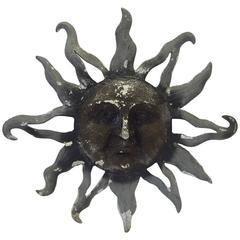 1960s Metal Zinc Grey Sunburst Wall Sculpture 9