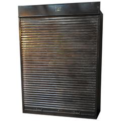 Used Sliding Door Iron Industrial Cabinet, 1940s
