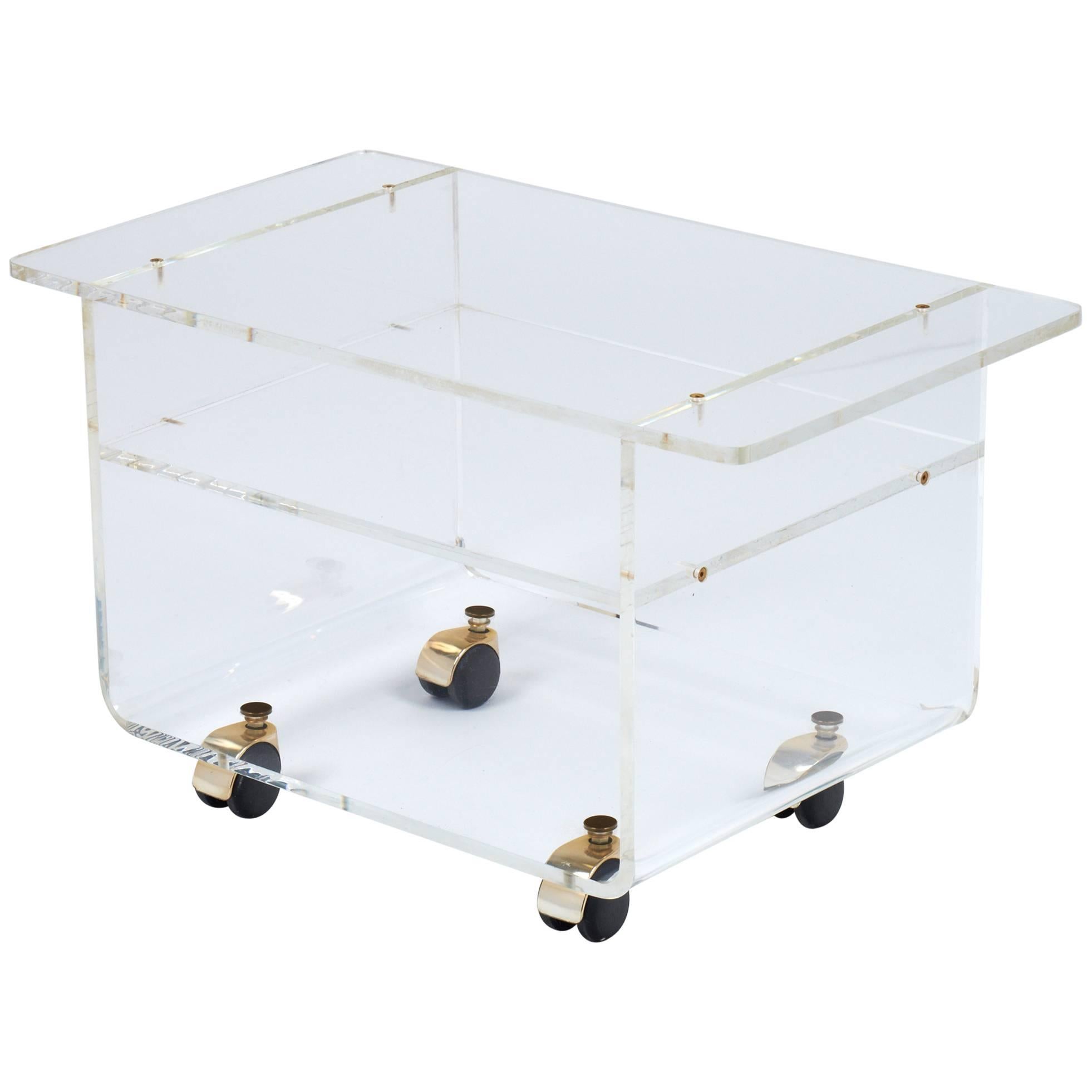 Low Lucite Bar Cart Side Table