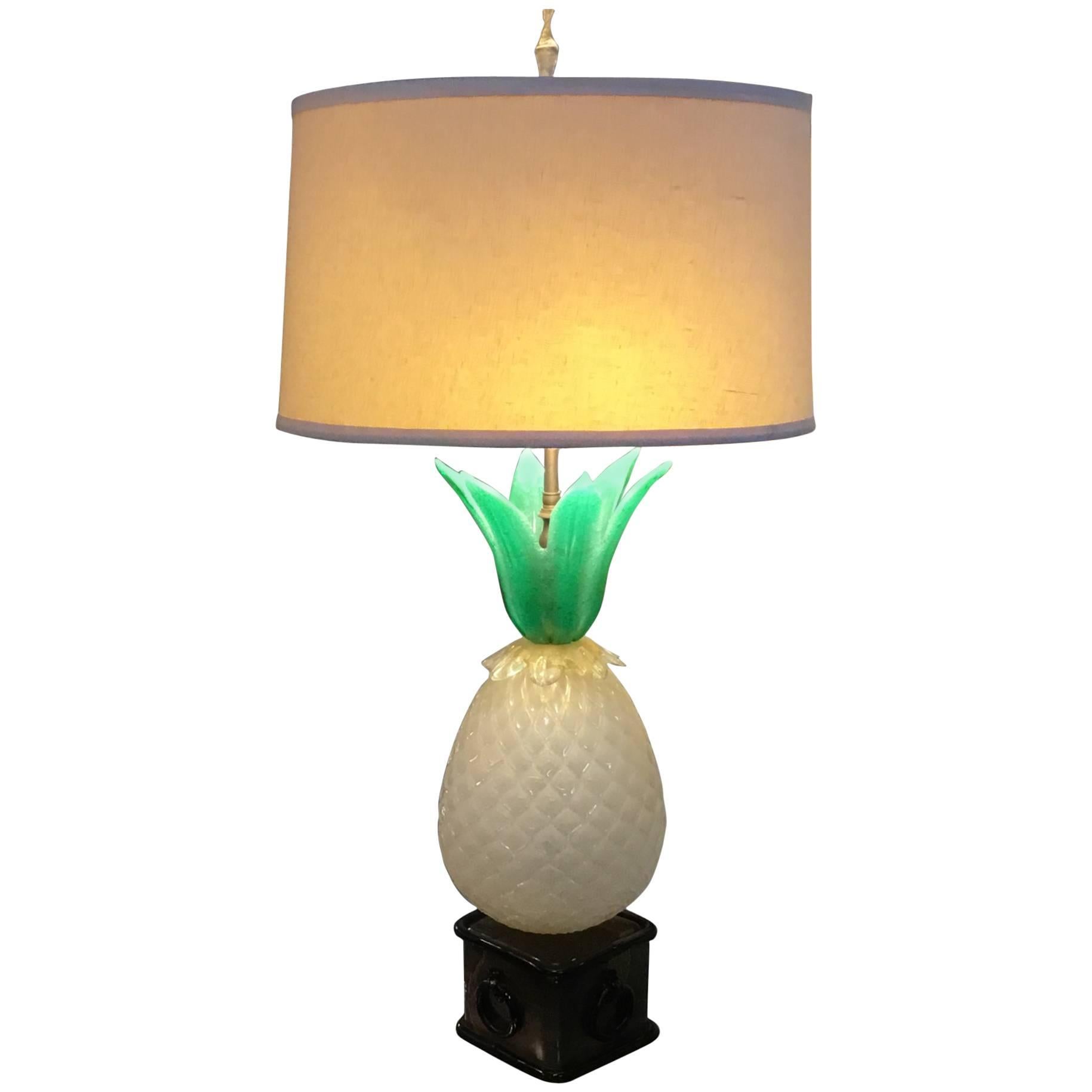 Vintage Italian Pineapple Murano Glass Lamp