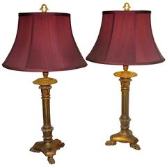19th Century Giltwood Converted Candlestick Lamp Pair 8