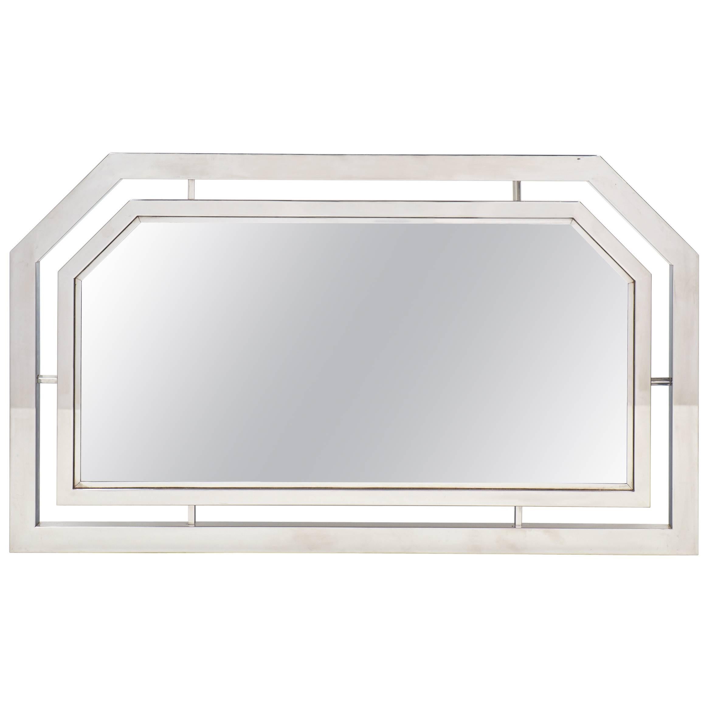 French Vintage Chrome Framed Mirror