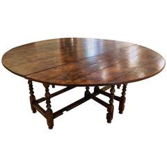 Large English Oak Gate Leg Dining Table, Early 20th Century