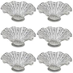 Set of Six Murano Venetian Latticino Glass Dessert Bowl or Dish