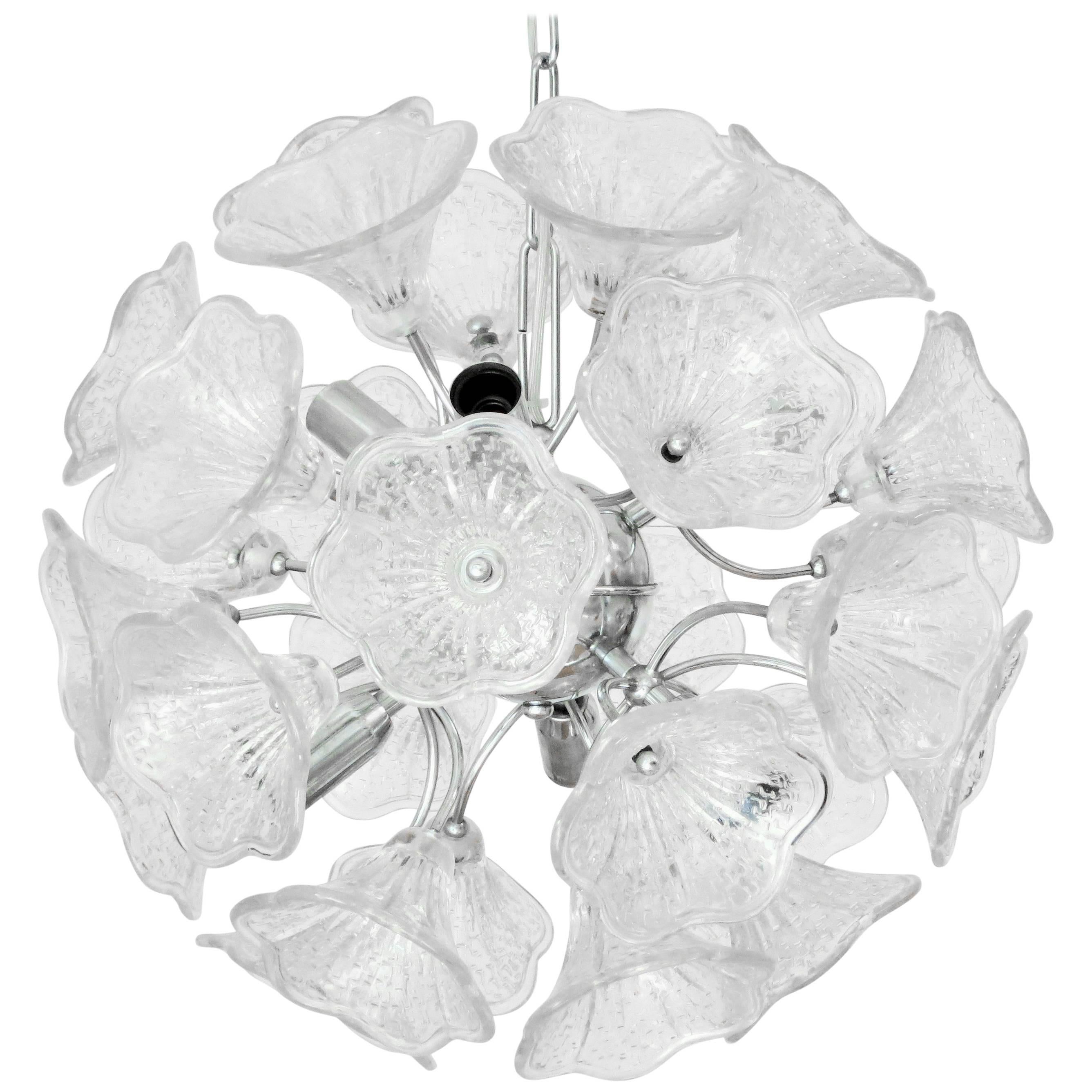 Murano Clear Flowers Sputnik Chandelier by Venini