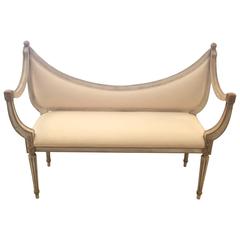 Grey and Gilded Hollywood Regency Style Settee Bench