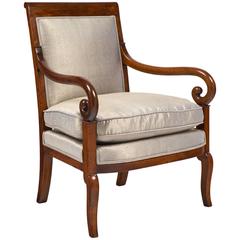 Antique French Period Restauration Walnut Armchair Antique French Period Restauration Walnut Armchair