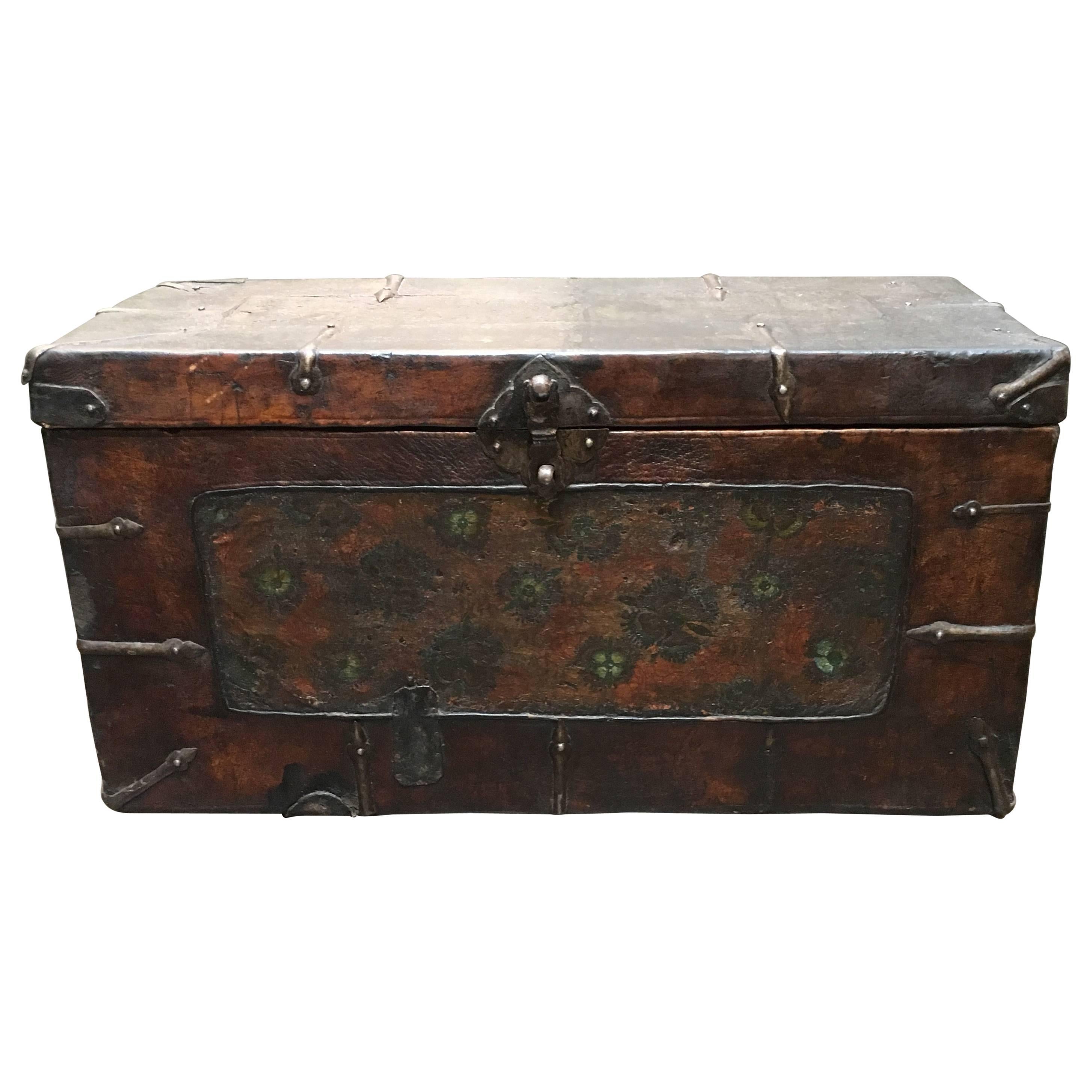 Tibetan Leather Painted Trunk