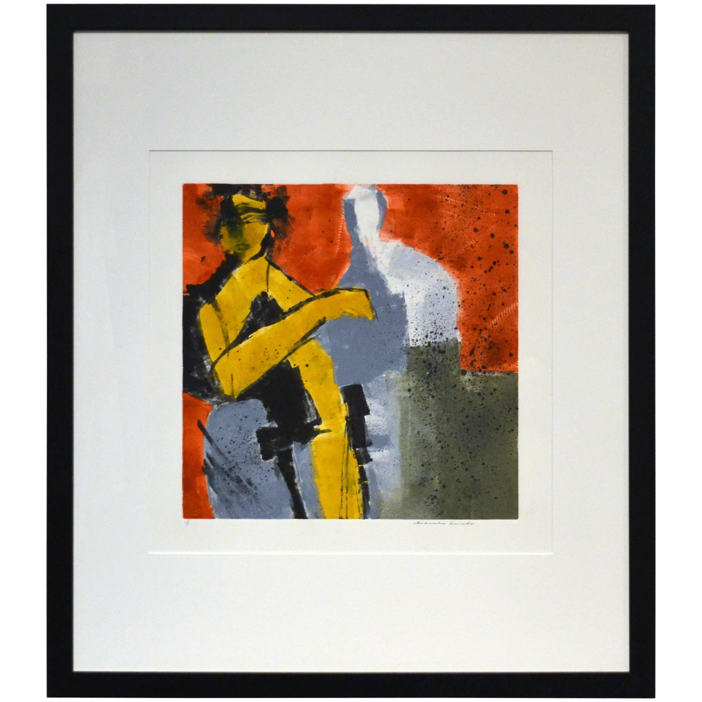 Abstract Figurative Monoprint by Carole Hicks For Sale