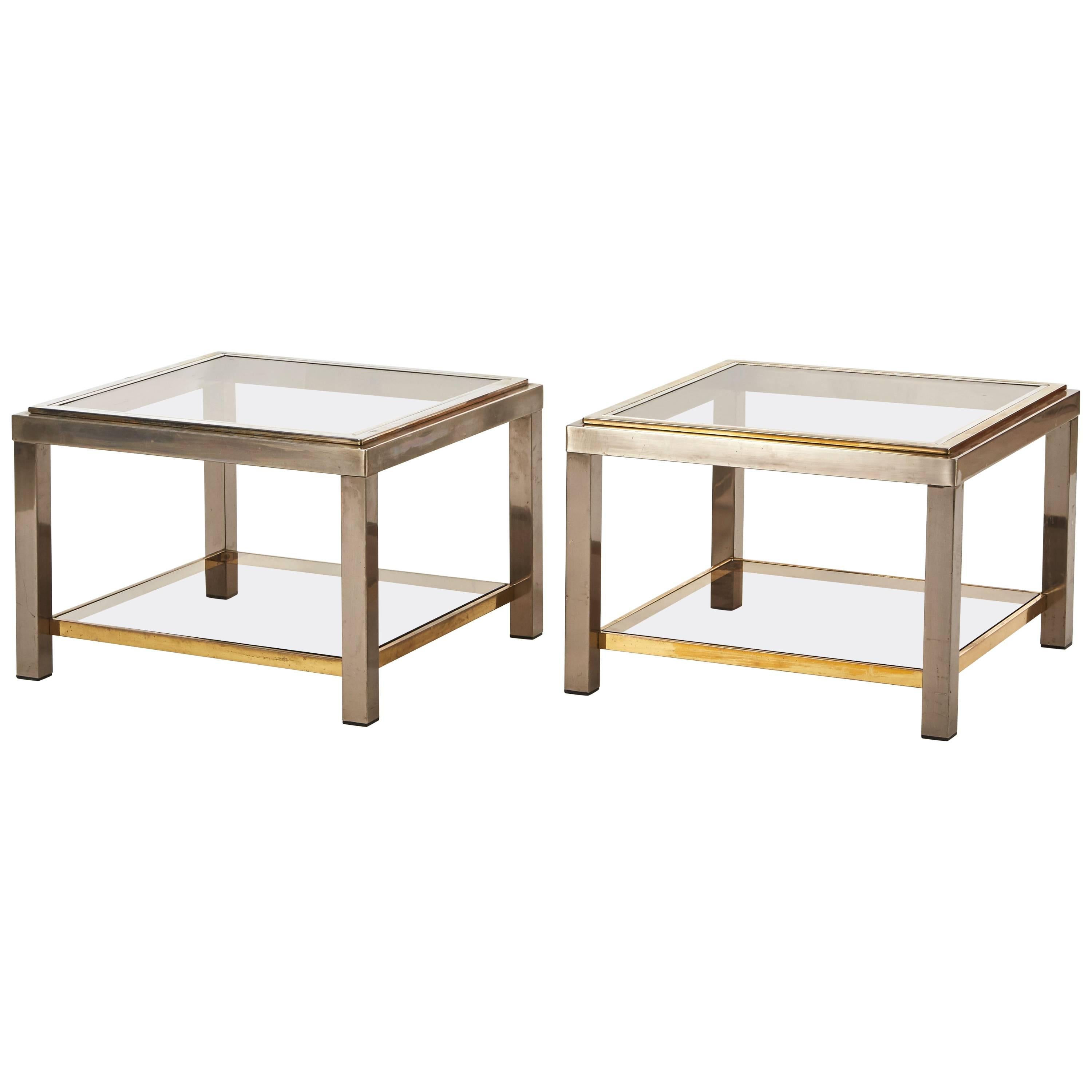 Pair of Romeo Rega Chrome and Glass Coffee Tables, 1970s