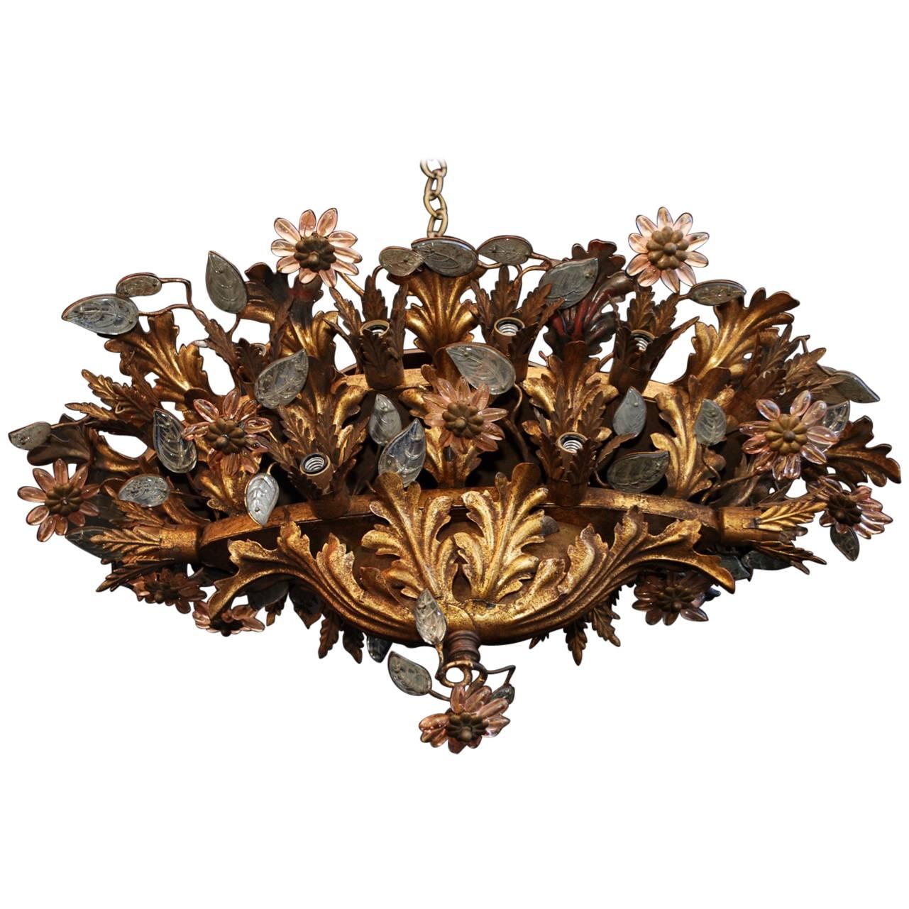 Beautiful and Rare French Flower flush Lights in the Style of Maison Baguès