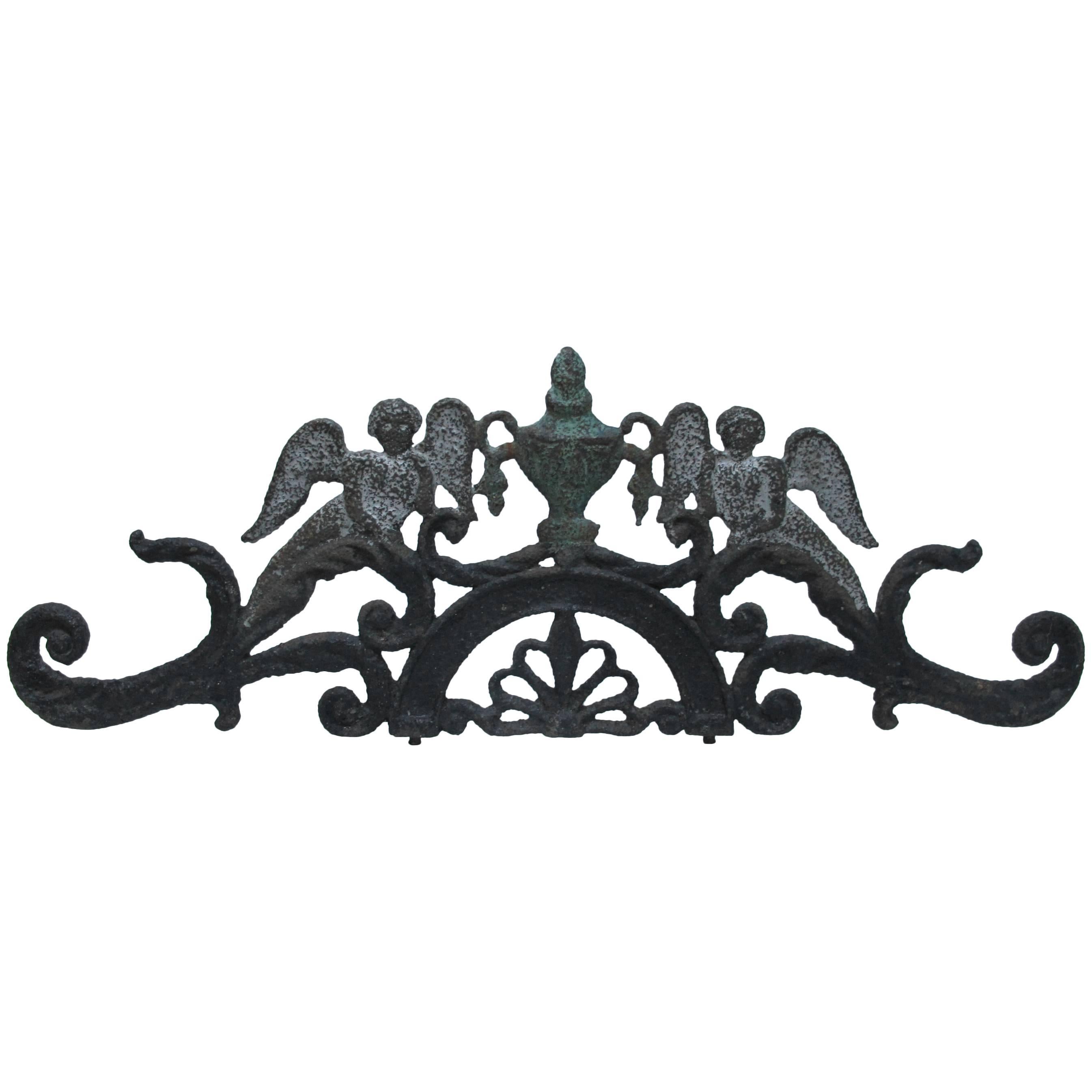 Early Cast Iron Gate Top with Angels For Sale