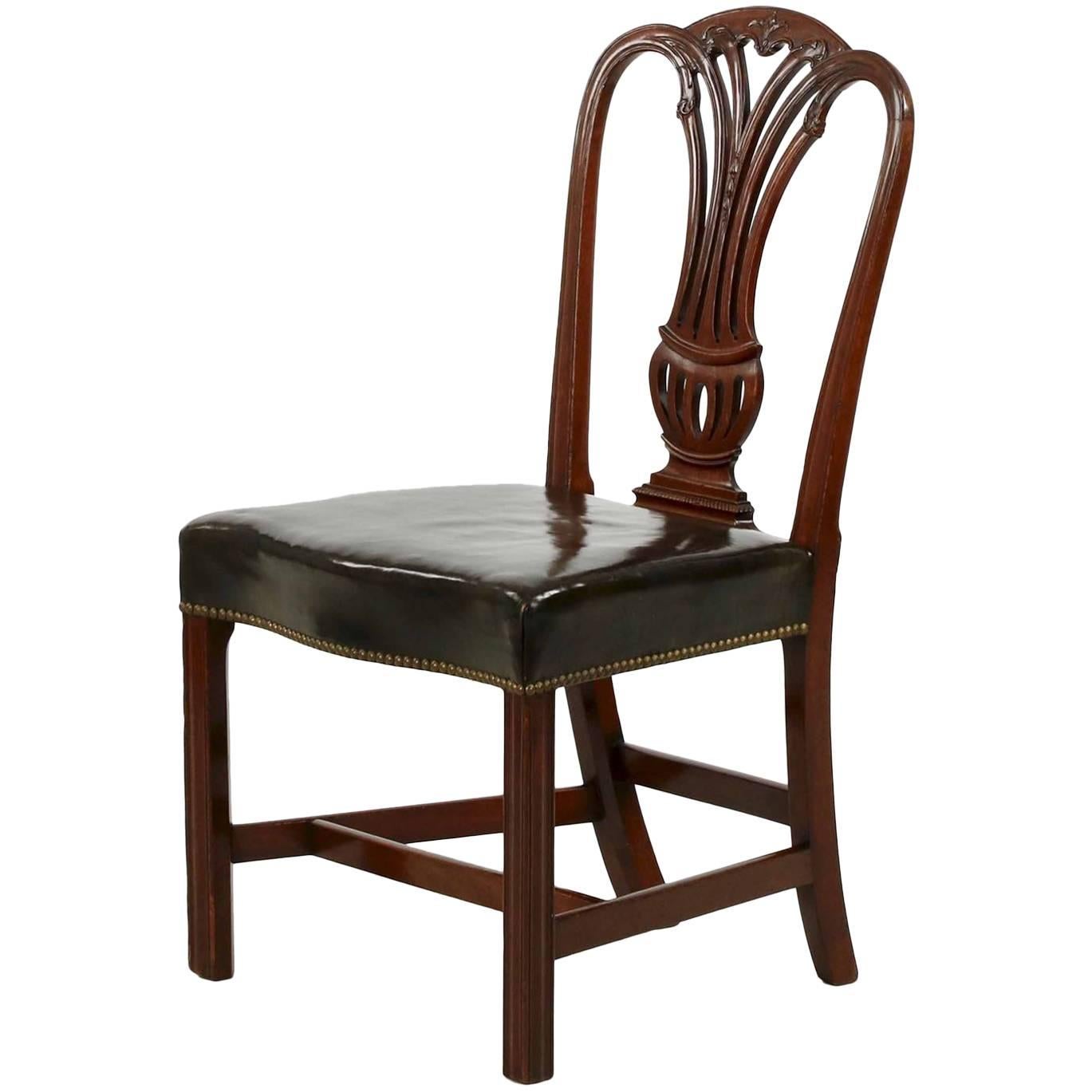 English Georgian Period Antique Mahogany Side Chair, Late 18th Century