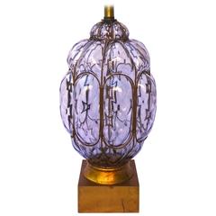 Large Marbro, 1960s Venetian Lavender Glass Table Lamp