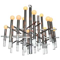 Sciolari Fifteen-Light Chrome & Lucite Chandelier ' Artica ' 1970s , Italia 12