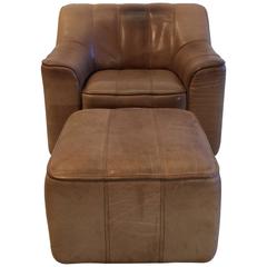 De Sede Easy Chair with Ottoman DS-44, Buffalo Leather