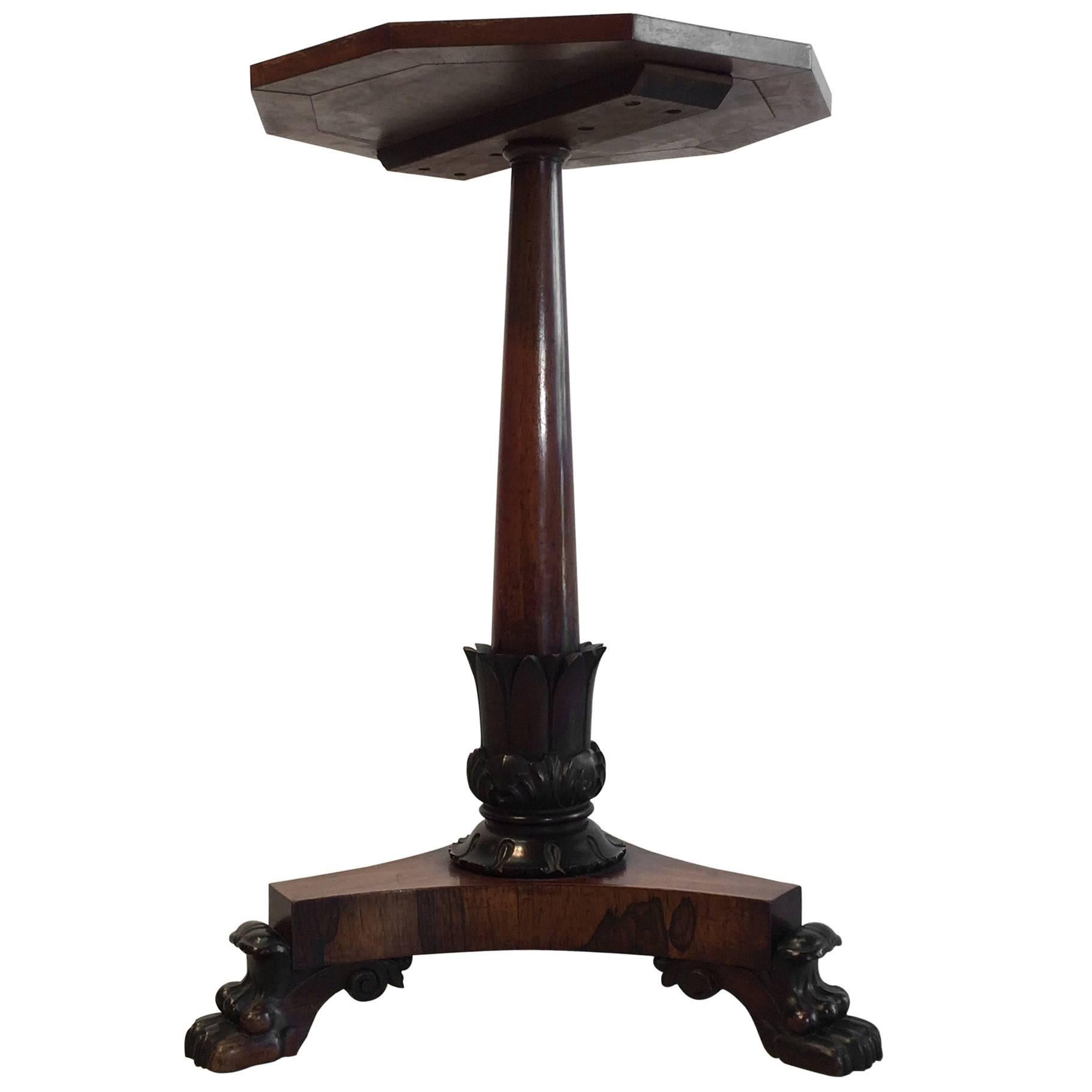 Beautiful Antique Three-Legged Side Table Rosewood Claw Feet For Sale