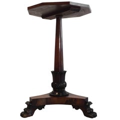 Beautiful Antique Three-Legged Side Table Rosewood Claw Feet