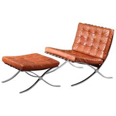Charming Barcelona Chair with Ottoman Designed Ludwig Mies van der Rohe