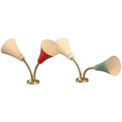 Pair of Enamelled Sconces with Moveable Arms by Kalmar, Austria, 1950