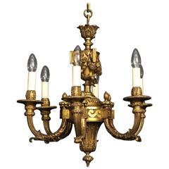 French Bronze Six-Light Antique Chandelier