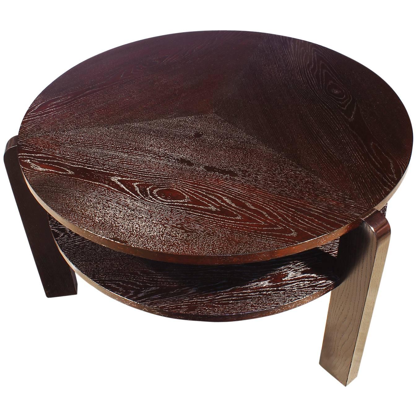Table basse espagnole Art Déco 1930, bois de chêne, poli avec pore ouvert - Espagne en vente