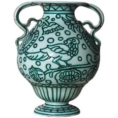 1922-25 - Vase by Casa Dell'arte, white, celadon green enamel - Italy