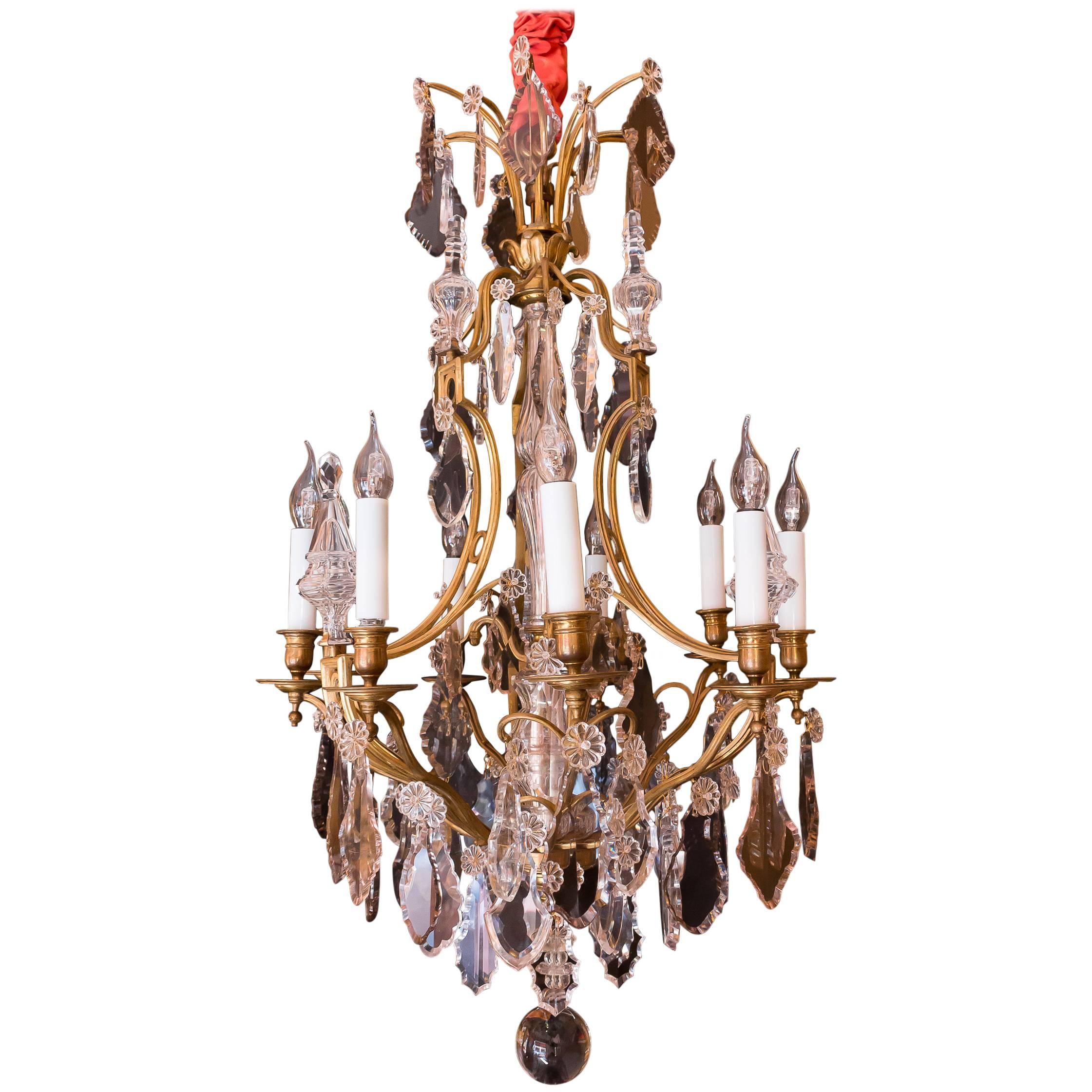 Late 19th Century Ormolu and Crystal Chandelier Attributed to Baccarat For Sale