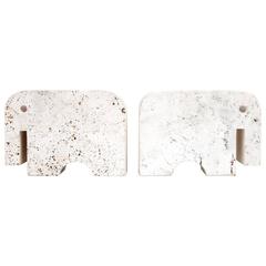 Travertine Elephant Bookends by Flli Mannelli for Raymor