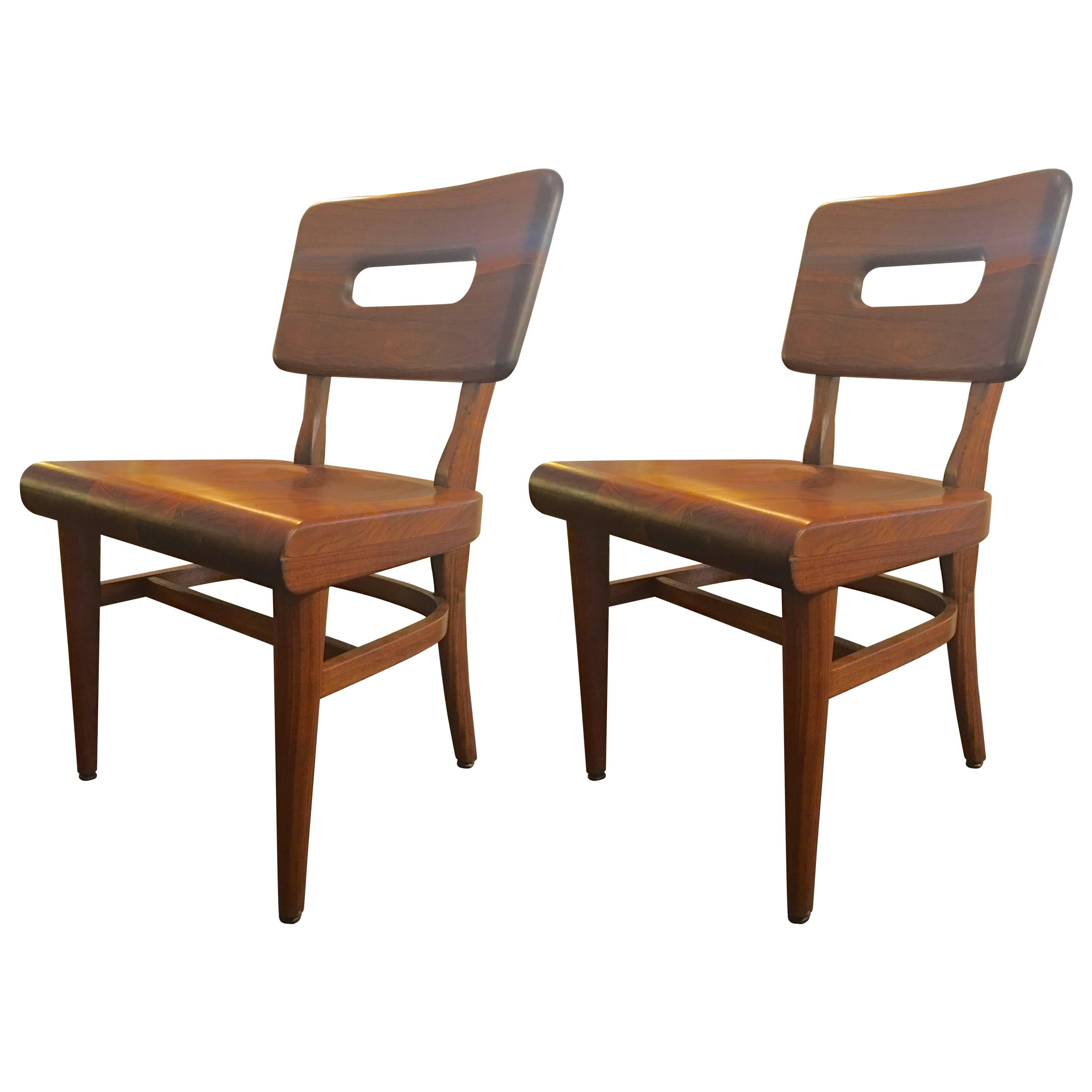 Pair of Wood Chairs by W H Gunlocke For Sale