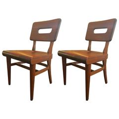 Vintage Pair of Wood Chairs by W H Gunlocke