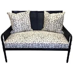 Black Bamboo Sofa with Brunschwig Fils Les Touches Upholstery