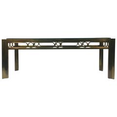 Terrific Brass and Mixed-Metal Console Table with Unusual Design by Mastercraft