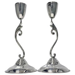 Pair of Mid-Century Sterling Silver Candlesticks, Mexico, circa 1960 by Perlita
