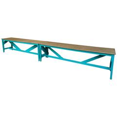 1910s Extra Large Light Retro Green Kitchen Table or Shop Display 11