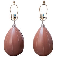 Pair of Ralph Lauren Stitched Leather Table Lamps