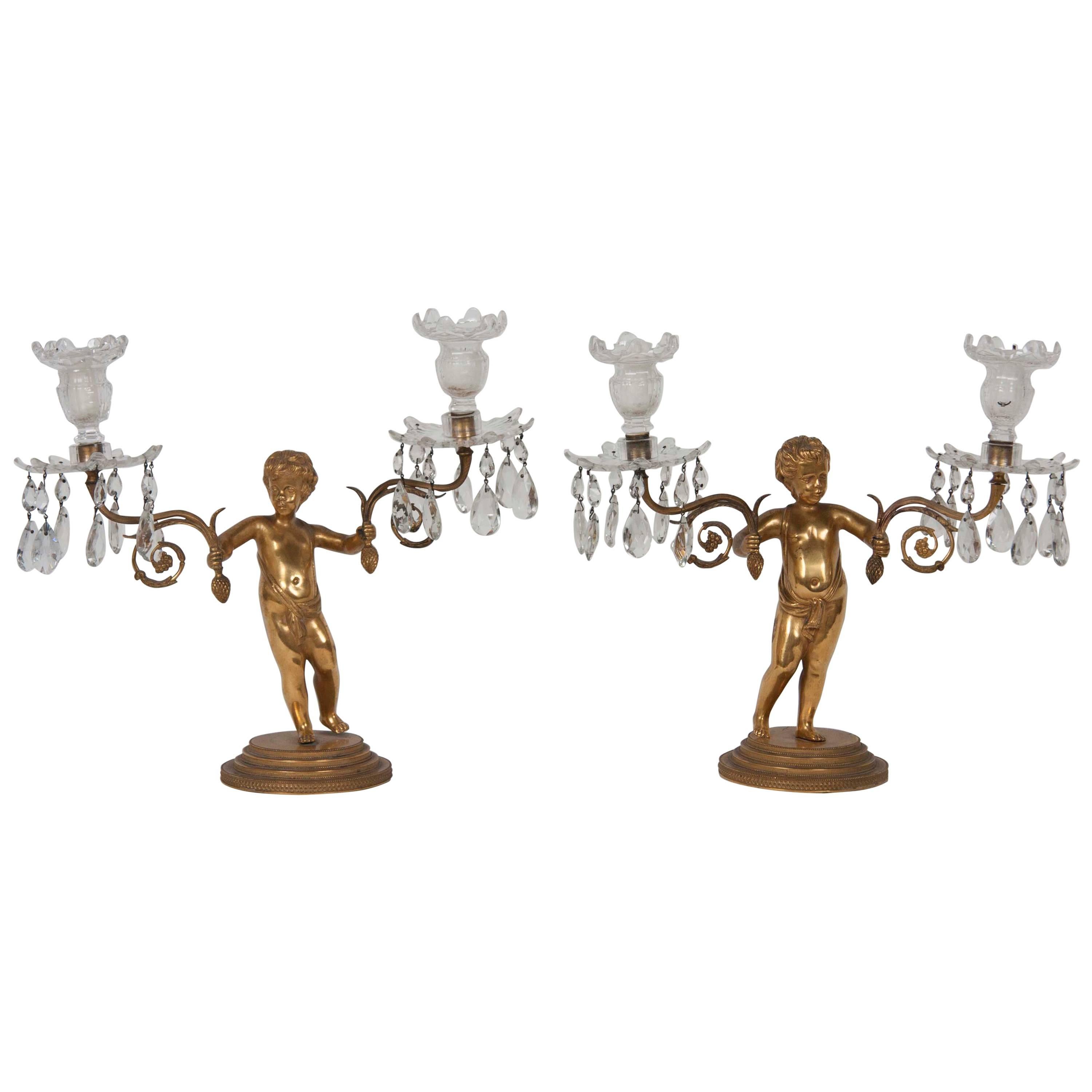 Pair of Regency Gilt Bronze Figural Candelabra by Matthew Boulton