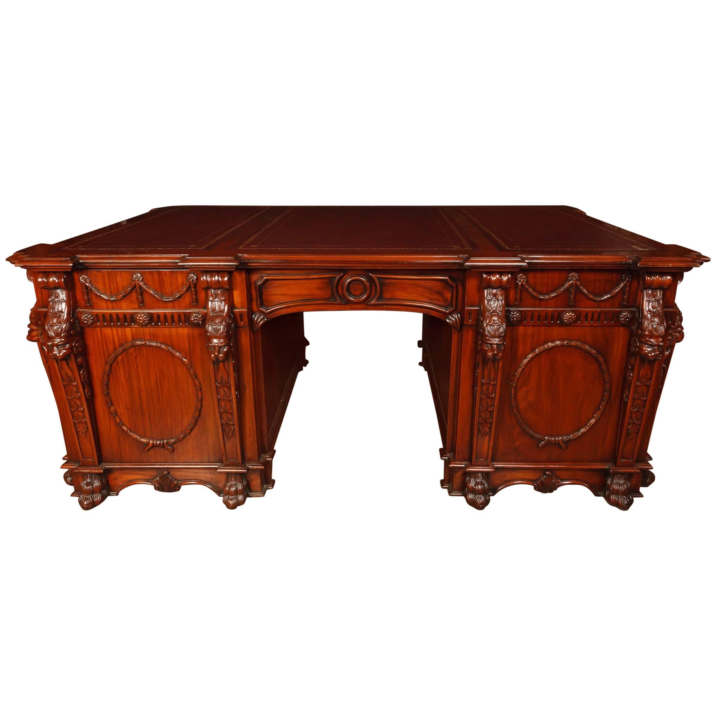Chippendale Style Mahogany Partners Desk Nostell Priory Desks For Sale