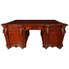 Chippendale Style Mahogany Partners Desk Nostell Priory Desks