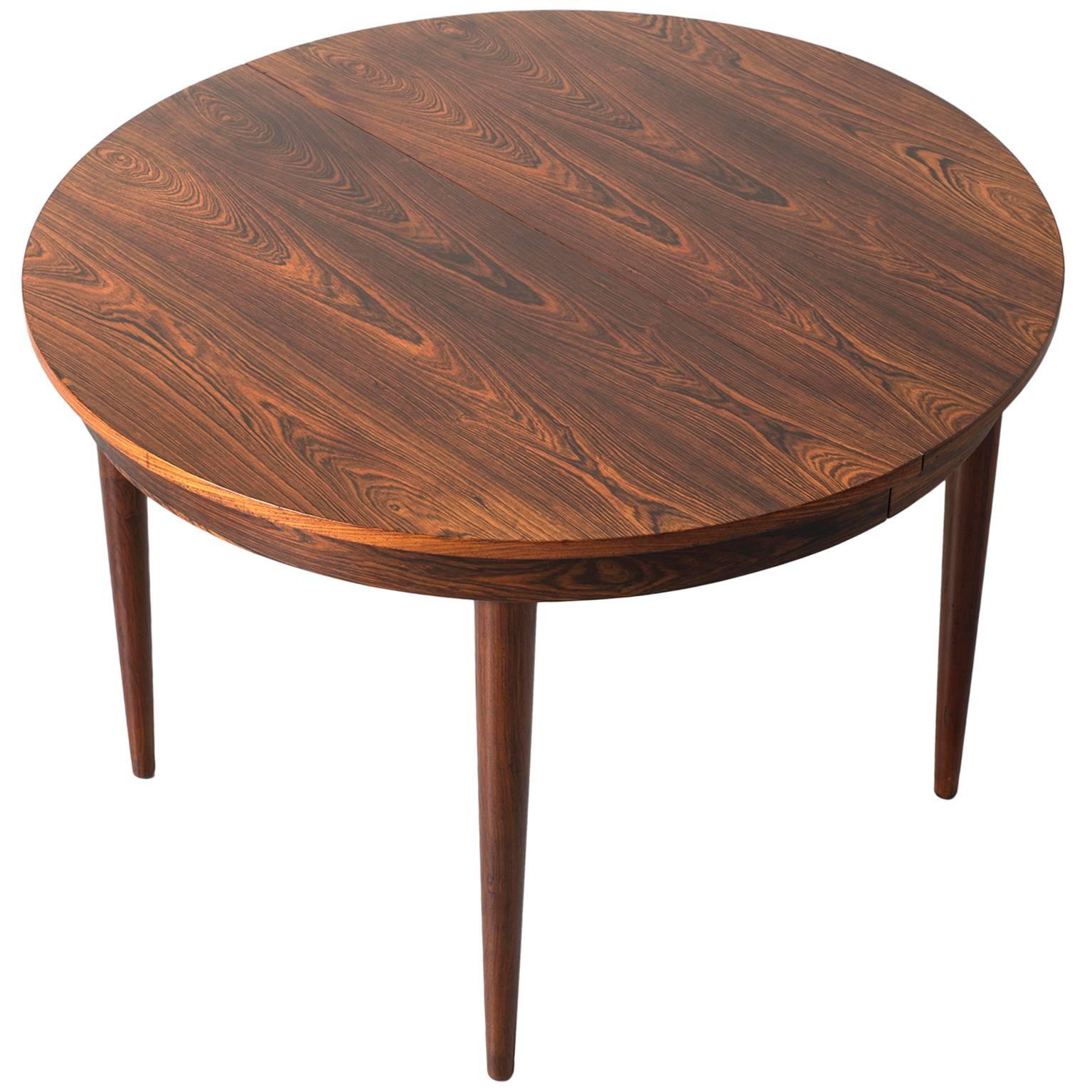 Hans Olsen Rosewood Dining Table with Two Leaves