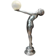 Extra Large Silver Bronze Art Deco Style Biba Lamp Floor Light Lamps Statue