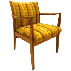 Vintage Mid-Century Modern American Walnut Upholstered Armchair