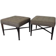 Pair of Square Ottomans in the Style of Edward Wormley for Dunbar 3