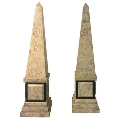 Marvelous Pair of Tessellated Marble Columns or Obelisks by Maitland-Smith