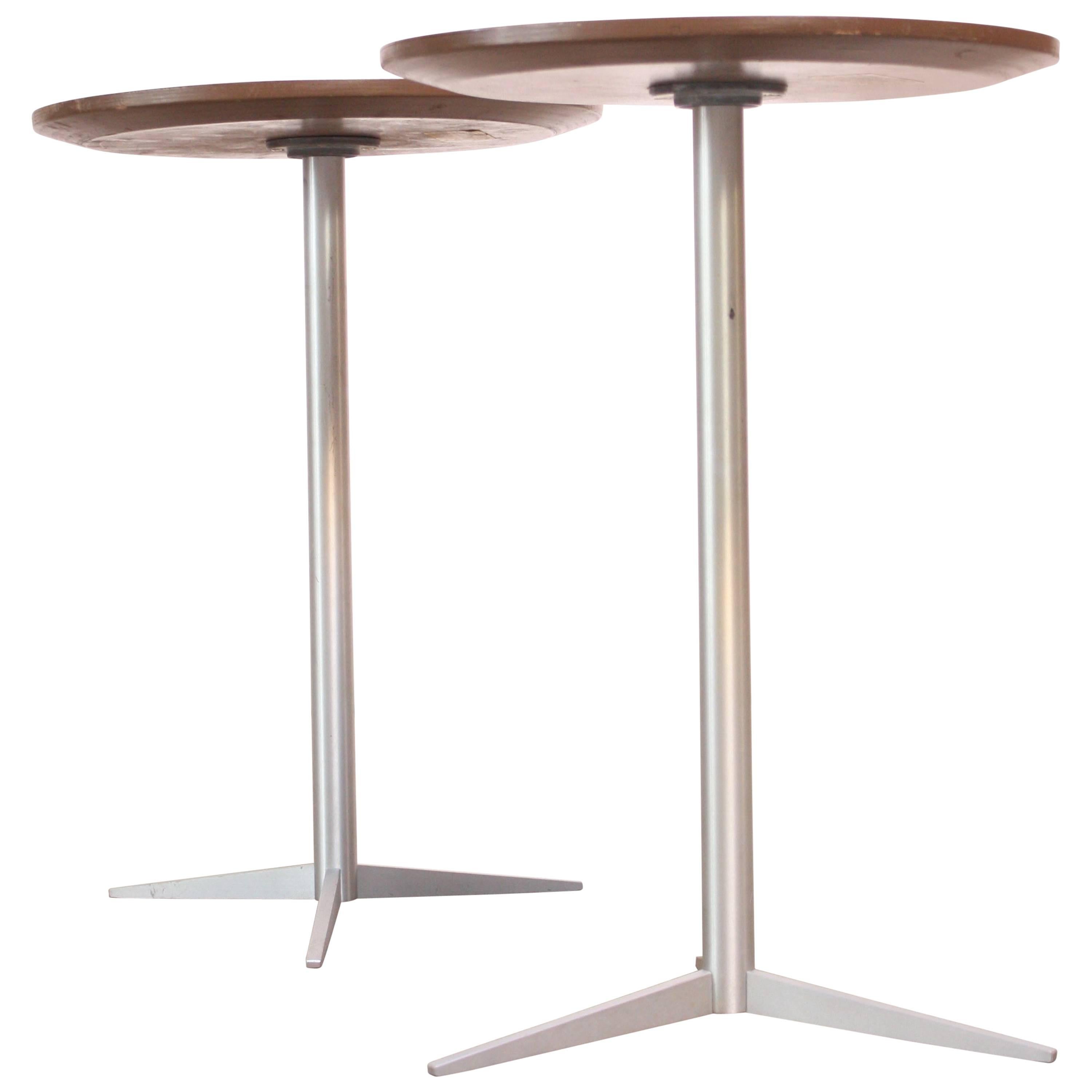 Pair of Brushed Aluminum Thonet Drink Tables